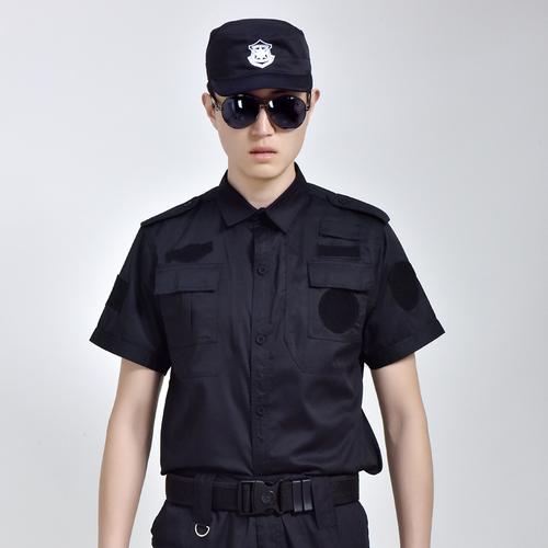 夏季薄款保安工作服套裝男短袖黑色特訓制服物業安保保安服批發